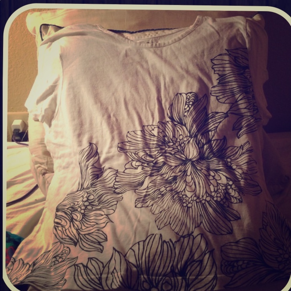 White & Black Floral Tee